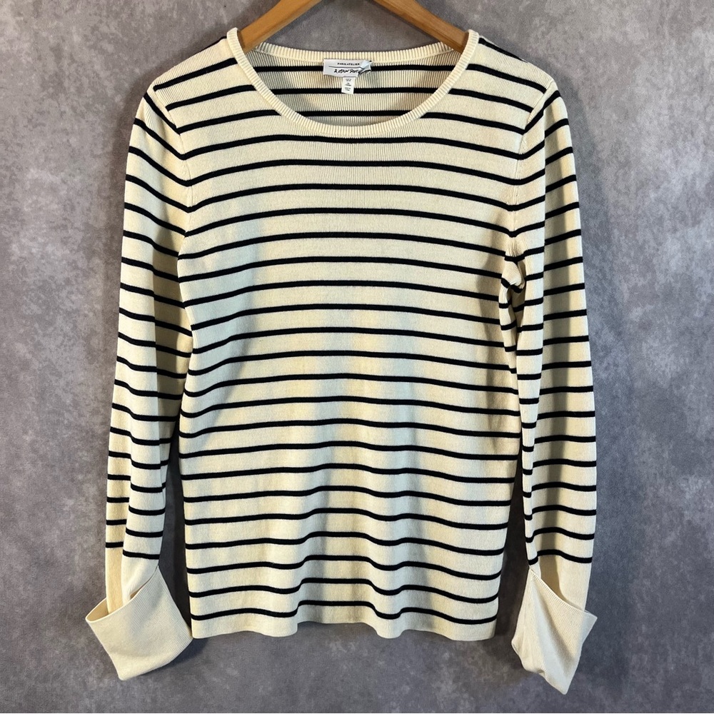 & Other Stories Sweater Womens Medium White Navy Stripe Collared Nautical Sailor